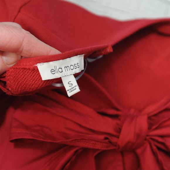 Ella Moss red back bow ruffle bottom sweater top S - Picture 6 of 6